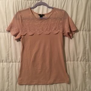 New Floral Sheer Blush T-Shirt
